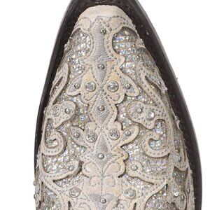Corral Women's Glitter Inlay and Crystals Wedding Boots - Snip Toe size 6.5